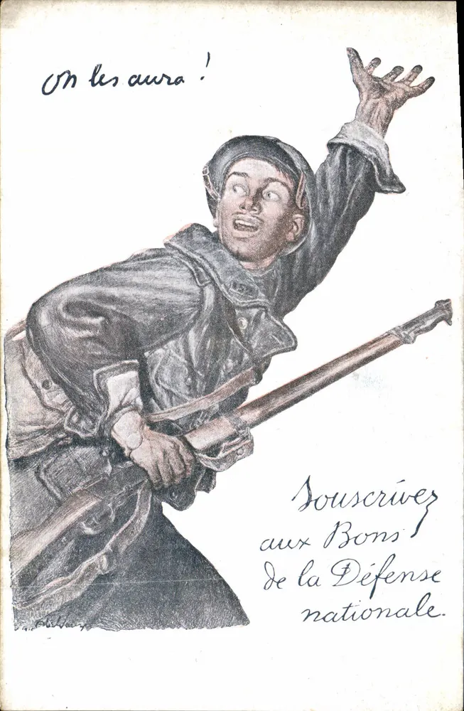 Soldat in Aktion — Patriotischer Slogan — Devambez, Paris, Visé N° 90 - Vorderseite
