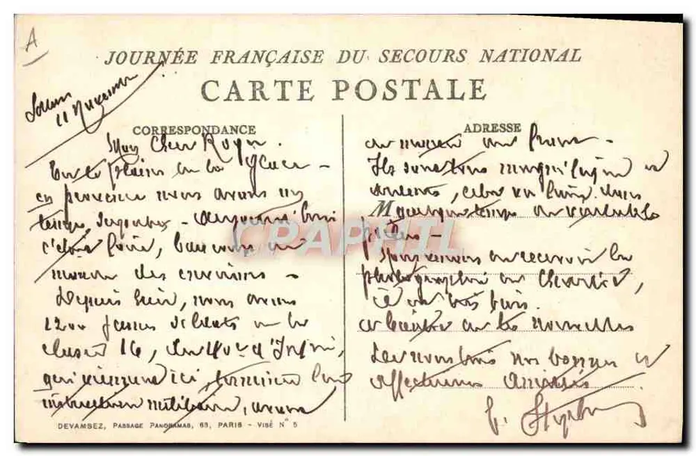 Sessão de caridade — Dia Francês do Socorro Nacional — Devambez, Paris - Verso