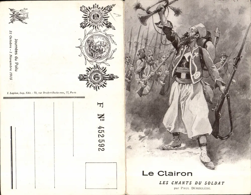 Der Trompeter — Die Lieder des Soldaten — von Paul Déroulède — Verlag Lapina, Druckerei Edit., 75, rue Deufer-Bochereau, 77, Paris - Vorderseite