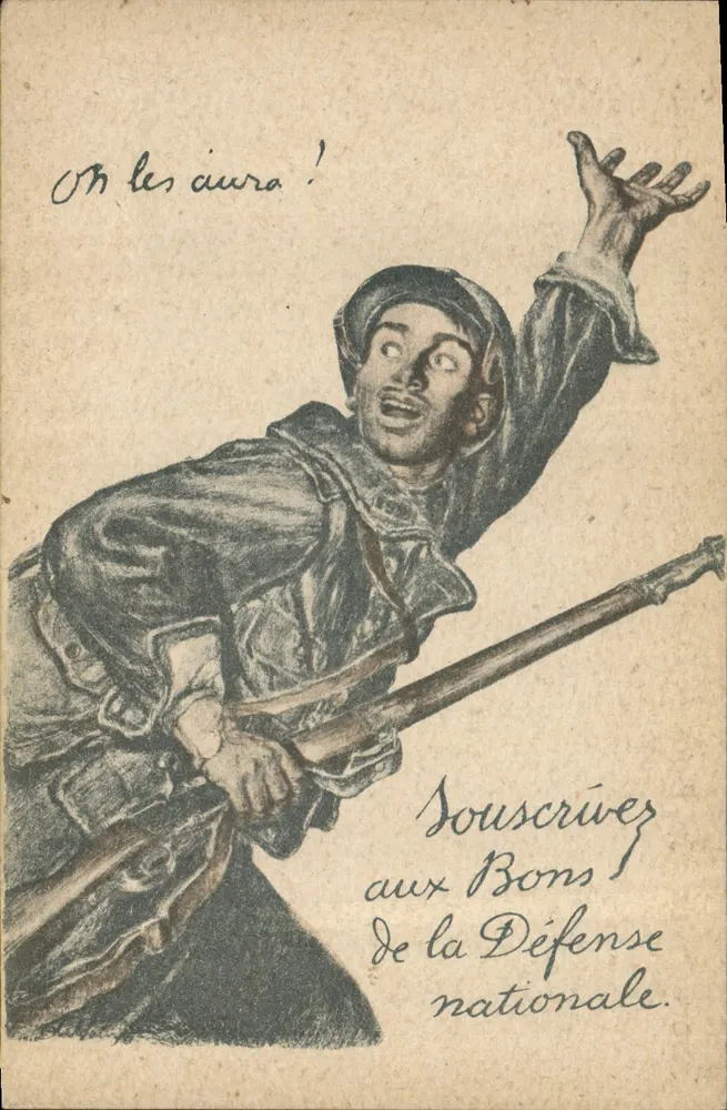 Schreiender Soldat 'On les aura !' — Kauft Nationalverteidigungsobligationen — Devambez, Verlag Paris, Visé N° 90 - Vorderseite