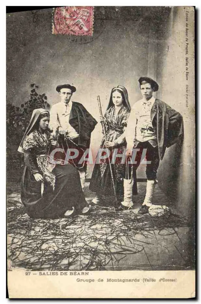 Grupo de Montanheiros (Vale de Ossoue) — Salies de Béarn — Edição do Bazar de Pujol, Salies de Béarn - Frente