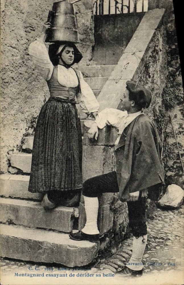 Les Tyronnous — Górale próbujący rozśmieszyć swoją piękną — Carrache, wydawca, Pau - Awers