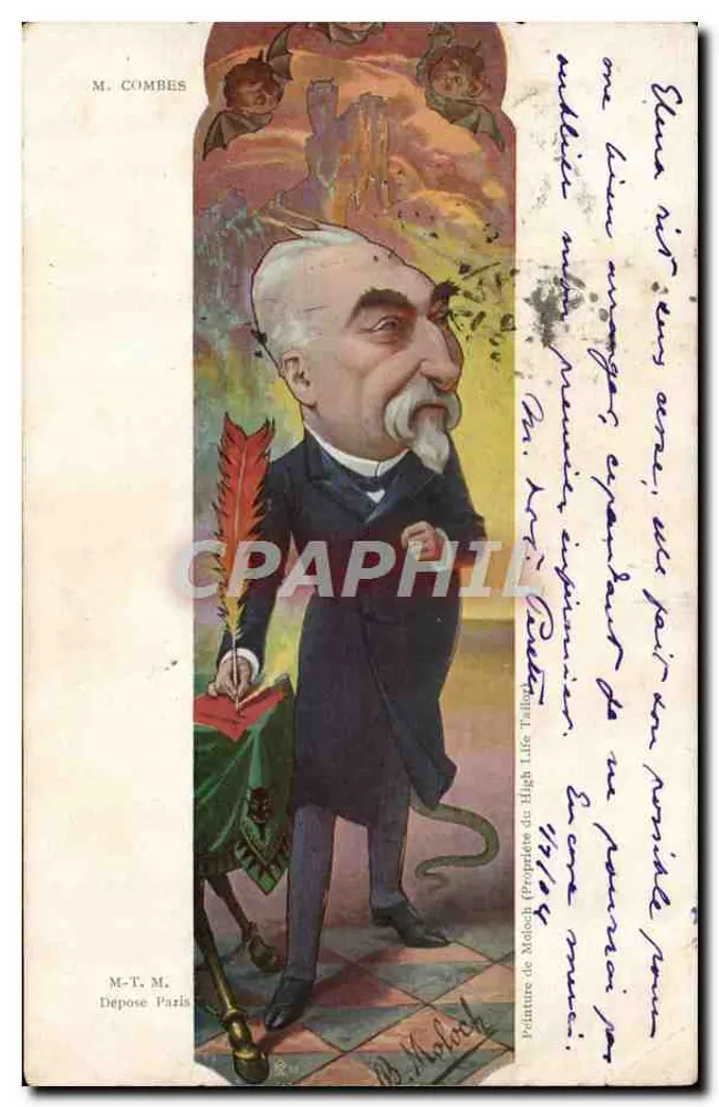 M. Combes — caricatura política — editor M-T-M, Dépose Paris - Frente