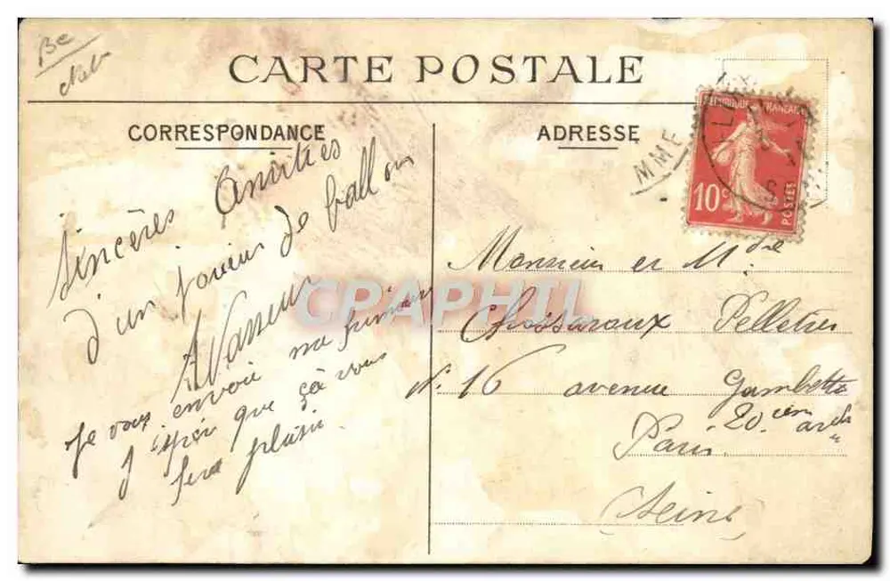 Société de Ballon de Flixecourt — Teams, die 1906 und 1911 Meister wurden — Verleger Druck auf der Karte - Rückseite