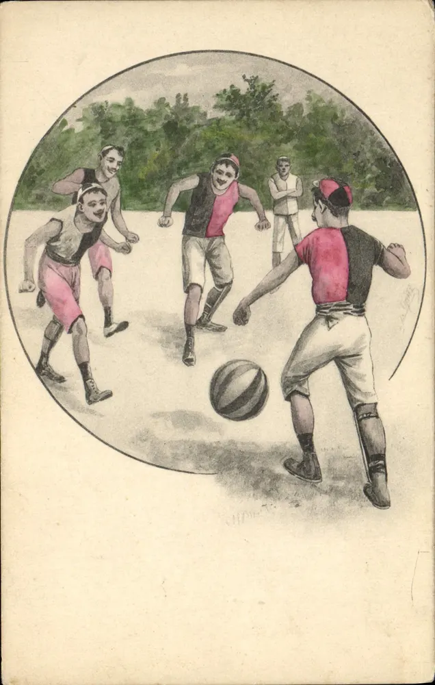 Jovens jogadores de basquete — ilustração circular — editor B.K.W.I. n° 550/8 - Frente