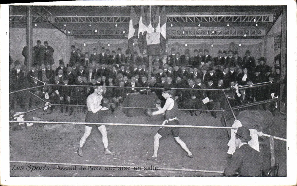 Assalto di boxe inglese in sala — I Sport — Editore C. Beriot, Lille - Recto