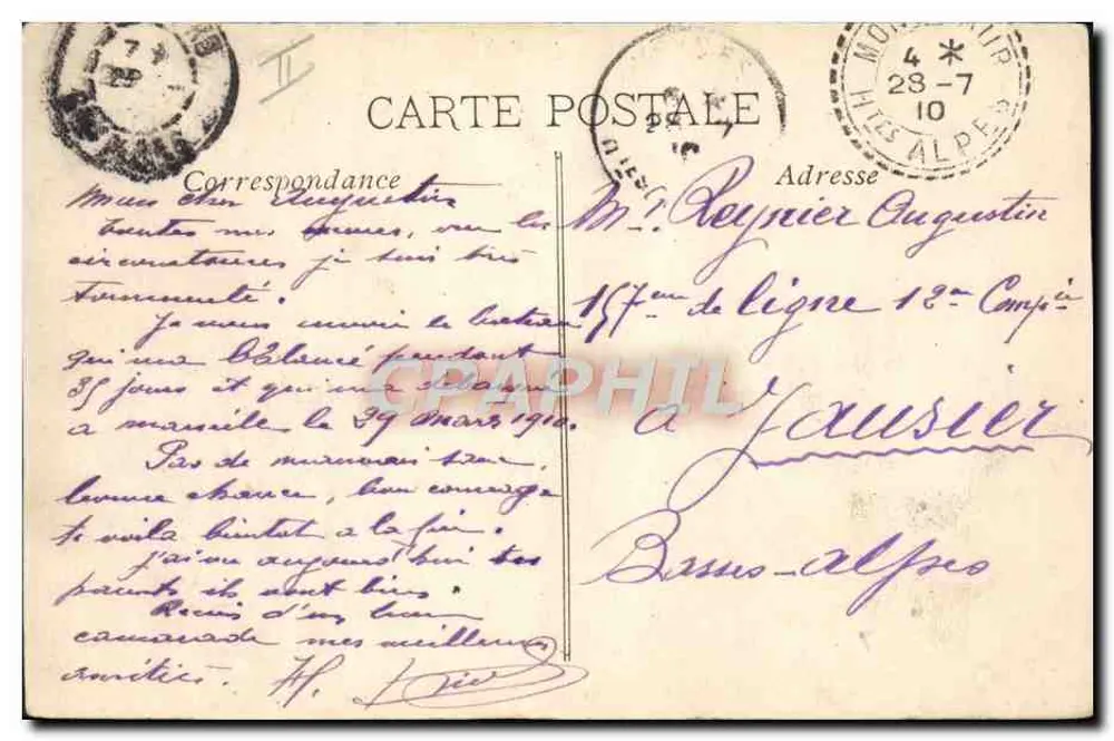 Dampfschiff — Messageries Maritimes — Armand Behic, von Grosse Mer. — EL. - Rückseite