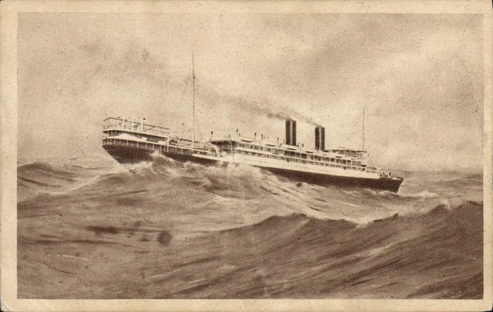 Dampfschiff auf See — Verlag André-Lebon, Messageries Maritimes - Vorderseite
