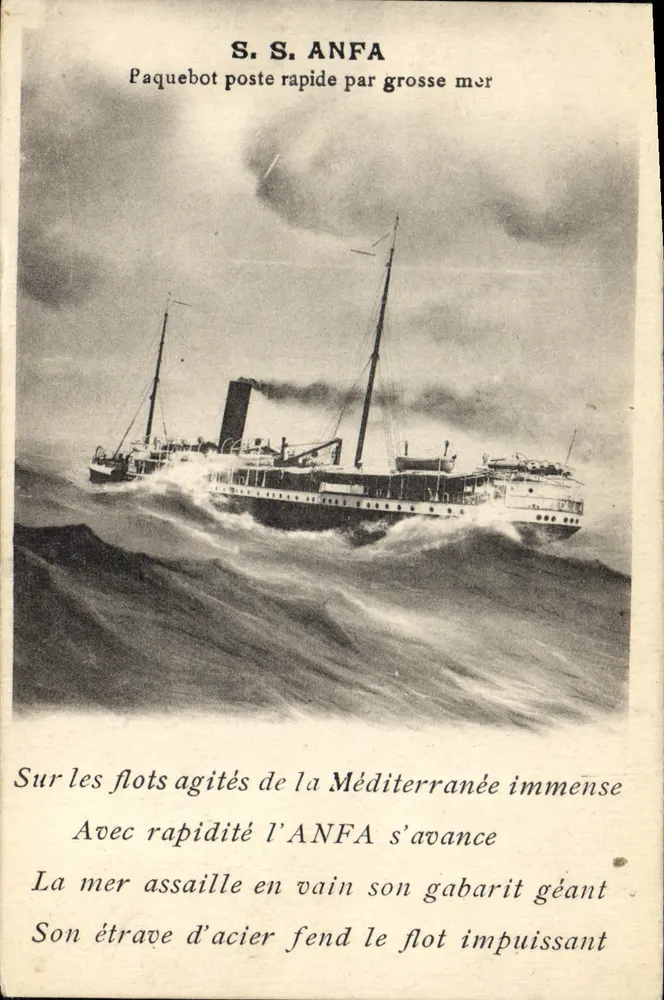 S.S. ANFA — Snelboot op ruwe zee — Grimaud, Marseille - Voorkant