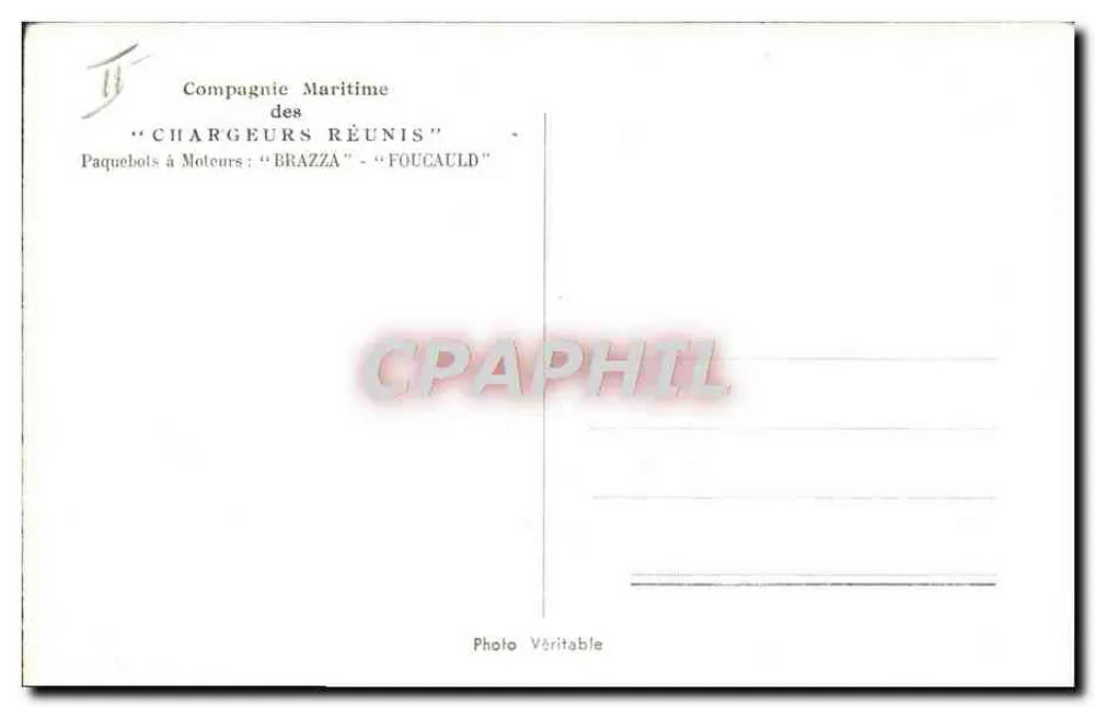 Motorfrachter "Brazza" — Compagnie Maritime des Chargeurs Réunis — Photo Véritable - Rückseite