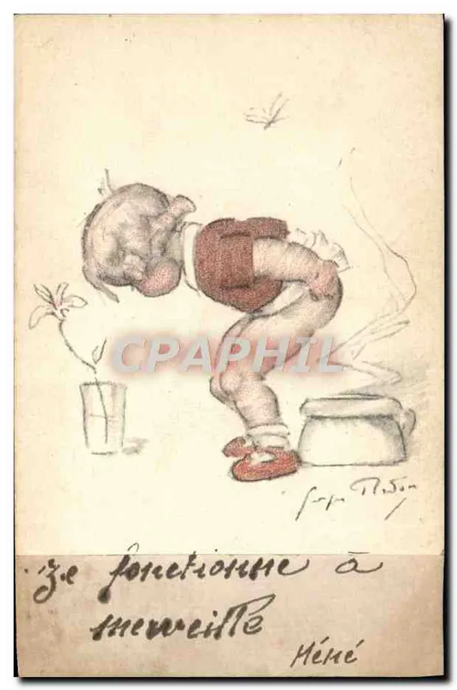 Criança na bacia — desenho de Jules Pétin — editor Henri Chachoin - Frente