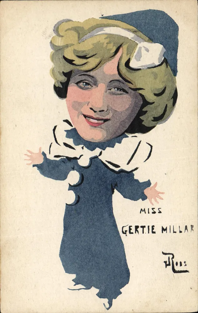 Karikatur von Miss Gertie Millar — unterzeichnete Zeichnung 'Ross' — Verleger - Vorderseite