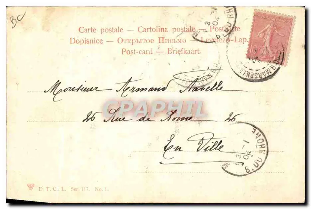 Paris, 2-1-1903 — casal em traje da época — D.T.C.L. Ser. 117, No. 1 - Verso