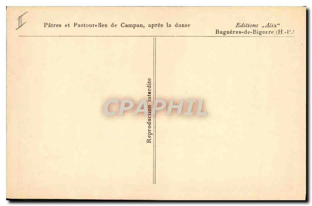 Schäfer und Schäferinnen von Campan, nach dem Tanz — Editions « Alix » — Bagnères-de-Bigorre (H.-P.) - Rückseite
