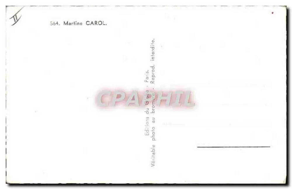 Martine CAROL — Foto Sam Levin — Edições do Castelo, Paris - Verso