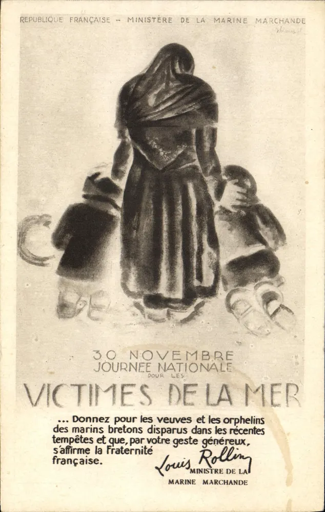 Victimes de la mer — Journée nationale du 30 novembre — éditée par l'Alliance Gréphique - Recto