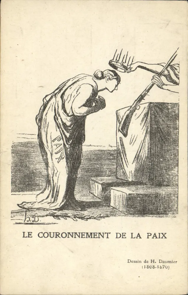 La Coronación de la Paz — Dibujo de H. Daumier (1808-1870) - Anverso