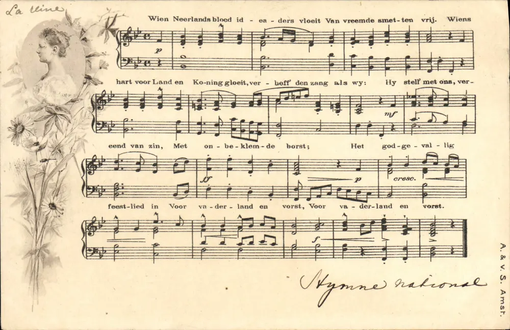 Nationale hymne — texte et partition — éditeur A. & V. S. Amst. - Vorderseite