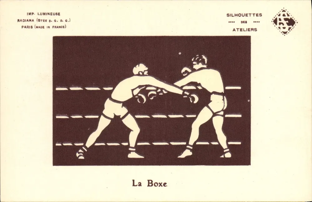 A Boxe — Silhuetas dos Ateliers — Imp. Lumineuse Radiana (Btée S.G.D.G.) Paris (Made in France) - Frente