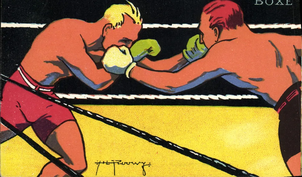 Boxe — Combate de boxeadores — H. Perruyg (firmado) — serie 11 - Anverso