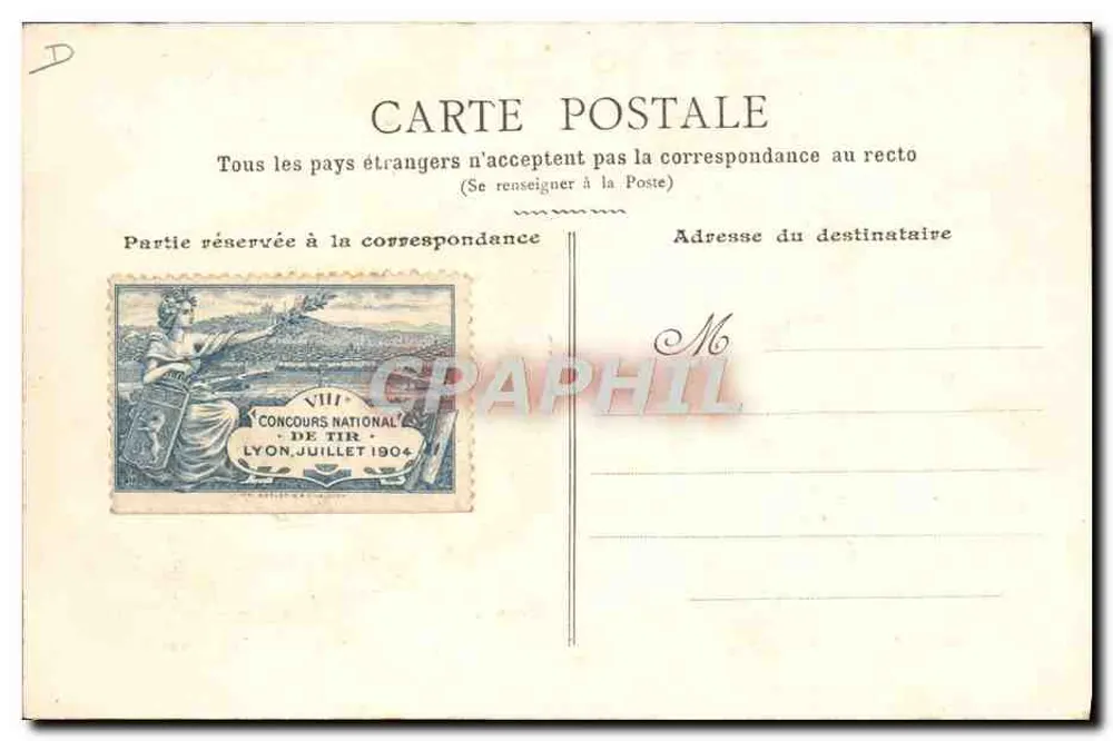 Nationaler Schießwettbewerb — Lyon 1904 — Sieg, Foto., Lyon - Rückseite