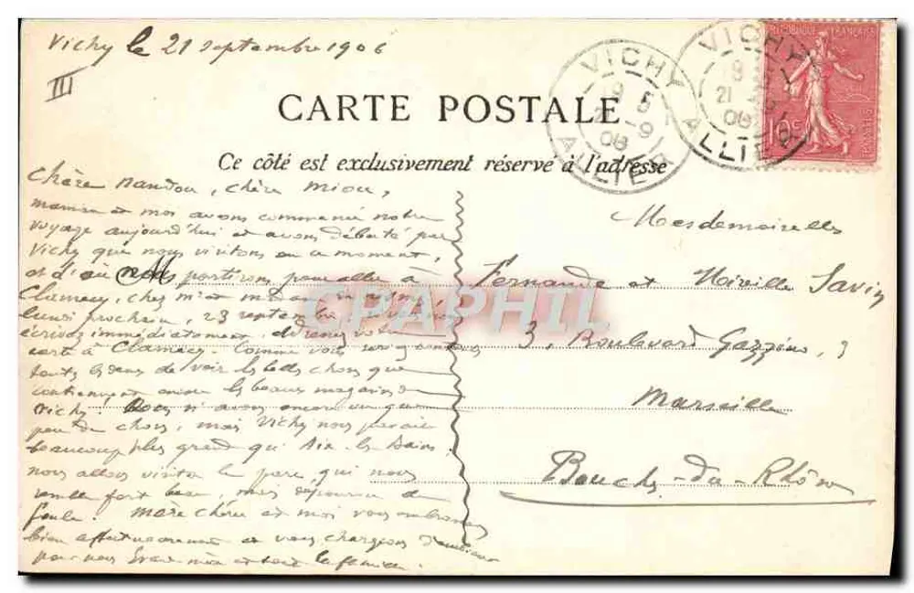 Vichy — Ufer der Allier und Taubenschuss — Edition C. Marlière, Nr. 32 - Rückseite