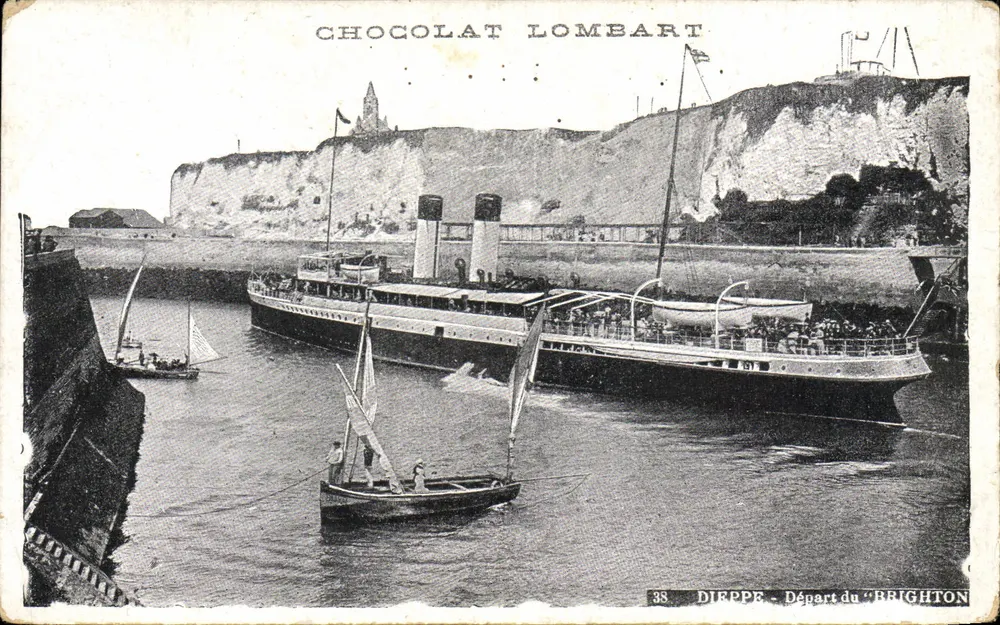 Dirppe - Abfahrt des "Brighton" — Chocolat Lombart, n°38 - Vorderseite