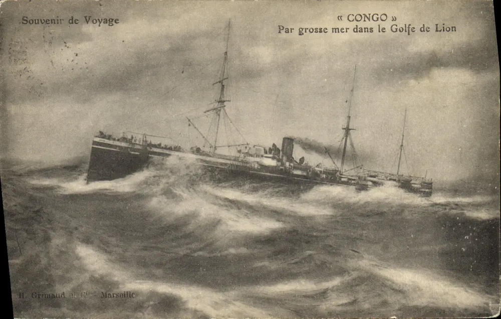 Cruiser « CONGO » — Em alto mar no Golfo de Liones — H. Grimaud & Cie - Marselha - Frente