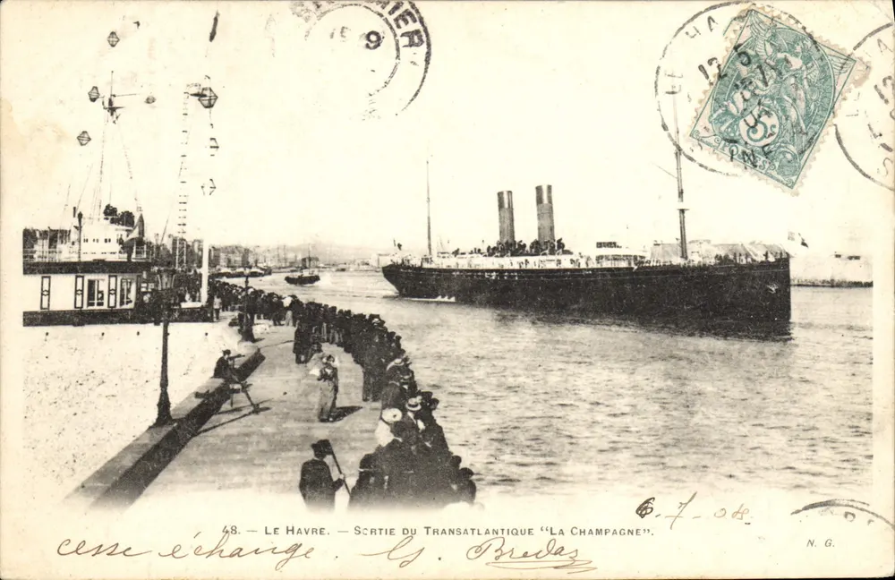 Le Havre — Abfahrt des Transatlantikschiffes 'La Champagne' — N.G. n°48 - Vorderseite