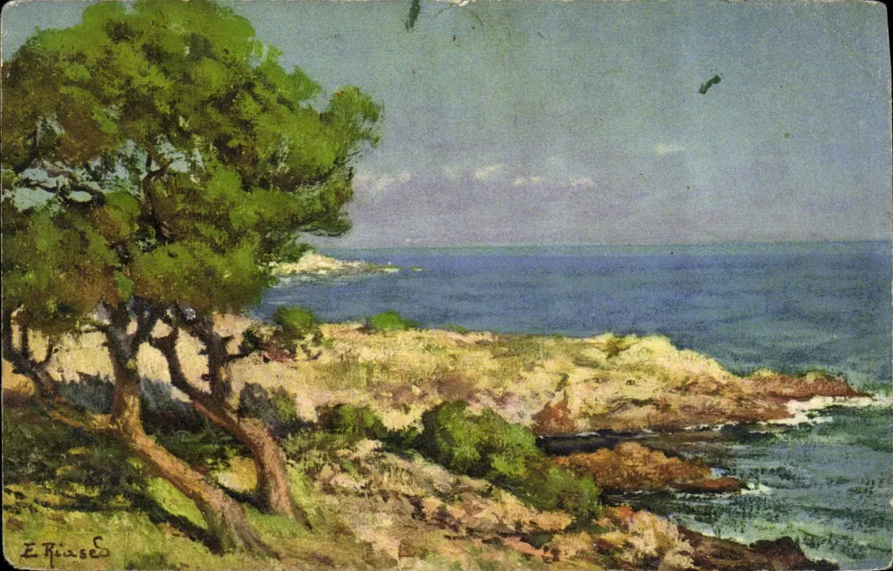Pointe de la Garoupe — vue côtière avec pin — E. Riasede - Vorderseite