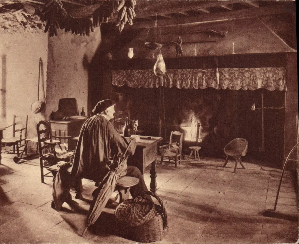 Interior de uma casa pirineia — cena de vida — Edição Jovy, Paris (6e) - Frente