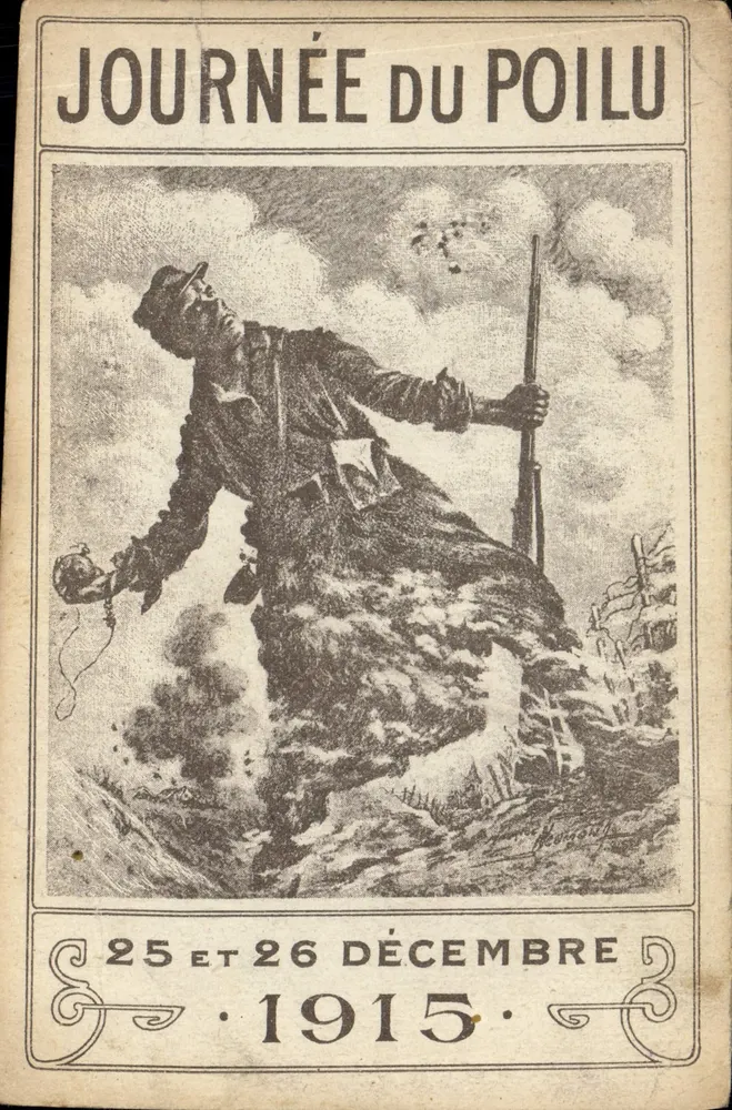 Journée du Poilu — illustration d'un soldat en action — éditeur Imp. Néo, Paris - Vorderseite