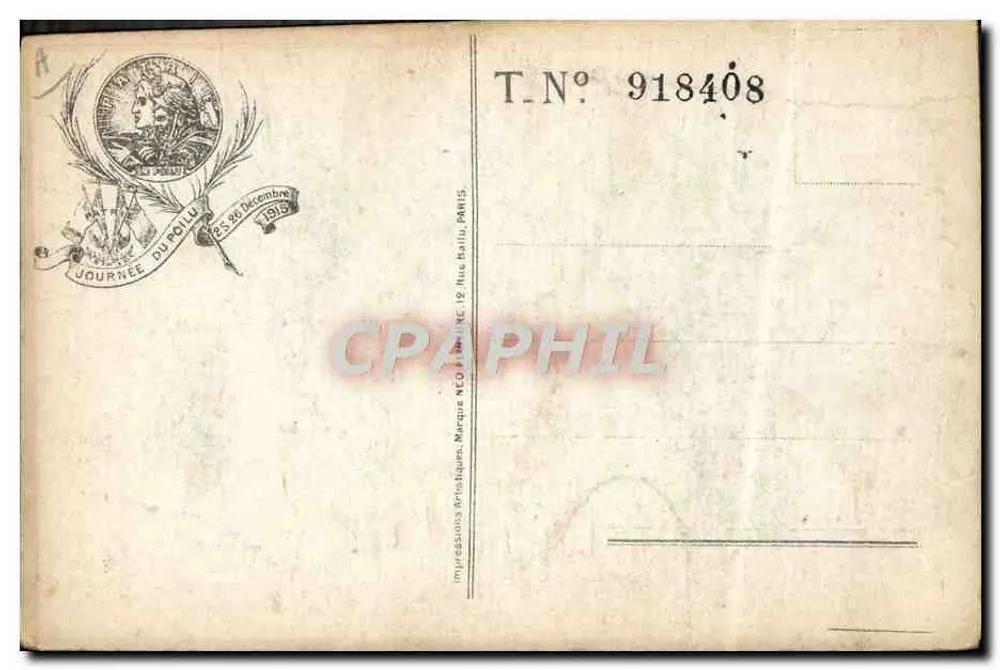 Journée du Poilu — illustration d'un soldat en action — éditeur Imp. Néo, Paris - Rückseite
