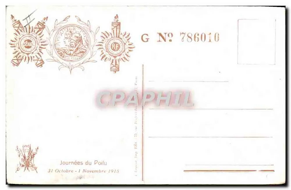 Días del Poilu — 31 de Octubre - 1 de Noviembre 1915 — G N° 786010 - Reverso