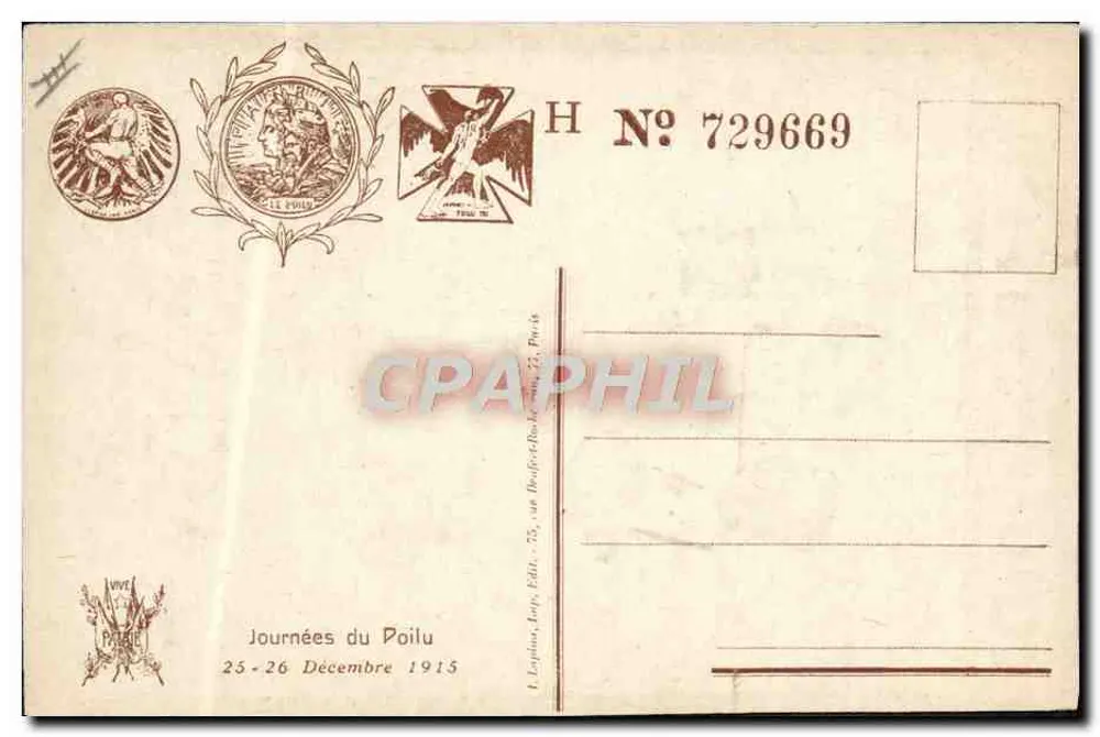 Tage des Poilus — Tag des Poilus — J. Lapina, Paris - Rückseite