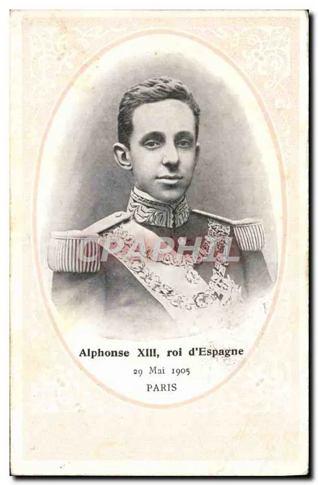 Alphonse XIII, rei da Espanha — retrato em uniforme — Paris, 29 de maio de 1905 - Frente