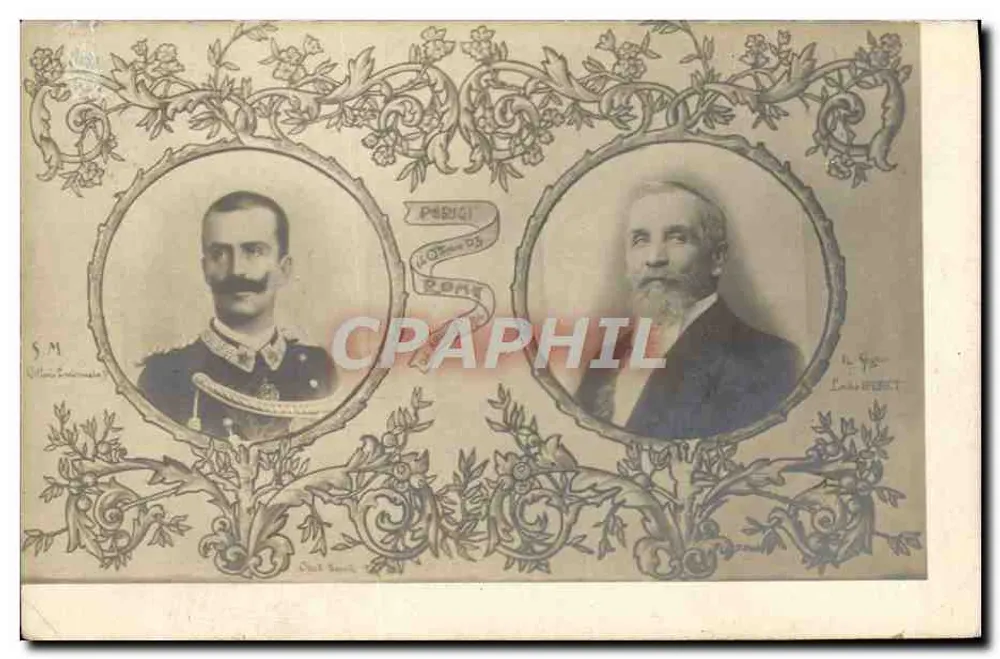Retrato de dois homens — S.M. Vittorio Emanuele III e L. Giro — editor R. Gailleninot, Paris - Frente