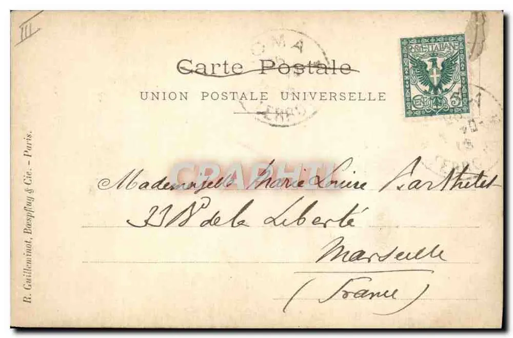 Retrato de dois homens — S.M. Vittorio Emanuele III e L. Giro — editor R. Gailleninot, Paris - Verso