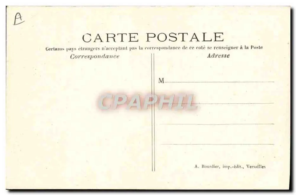 S.M. Alphonse XIII em Versailles — Perspectiva do Castelo — A. Bourdier, imp.-edit., Versailles - Verso