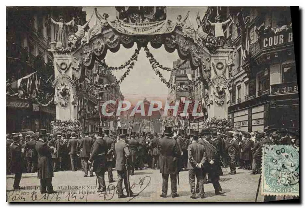 Corte de l'Alphonse XIII — Fête de la Cour des Halles — Éditeur inconnu, n° de série non visible - Recto