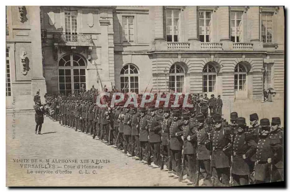 Besuch Seiner Majestät Alphonse XIII in Paris — Cour d'Honneur in Versailles — C.L.C. - Vorderseite