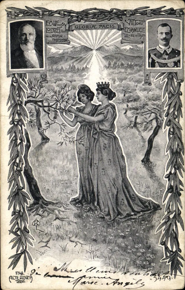 Émile Loubet und Victor Emmanuel III — Gloriea Pacis — Verlag Alte Rosa, Nr. 3450 - Vorderseite