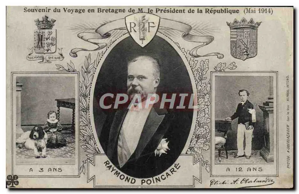 Raymond Poincaré — Erinnerung an die Reise in die Bretagne von Herrn dem Präsidenten der Republik (Mai 1914) — Photos A. Oberlanger, Interd. - Vorderseite