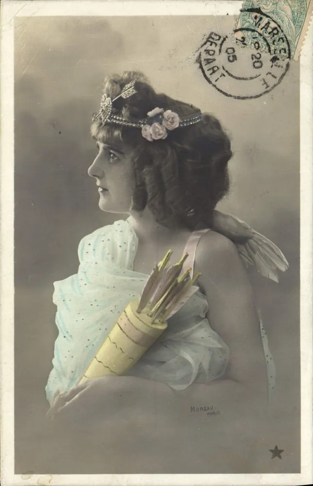 Joven mujer en traje de diosa — Moreau, París — Serie N. 886 - Anverso
