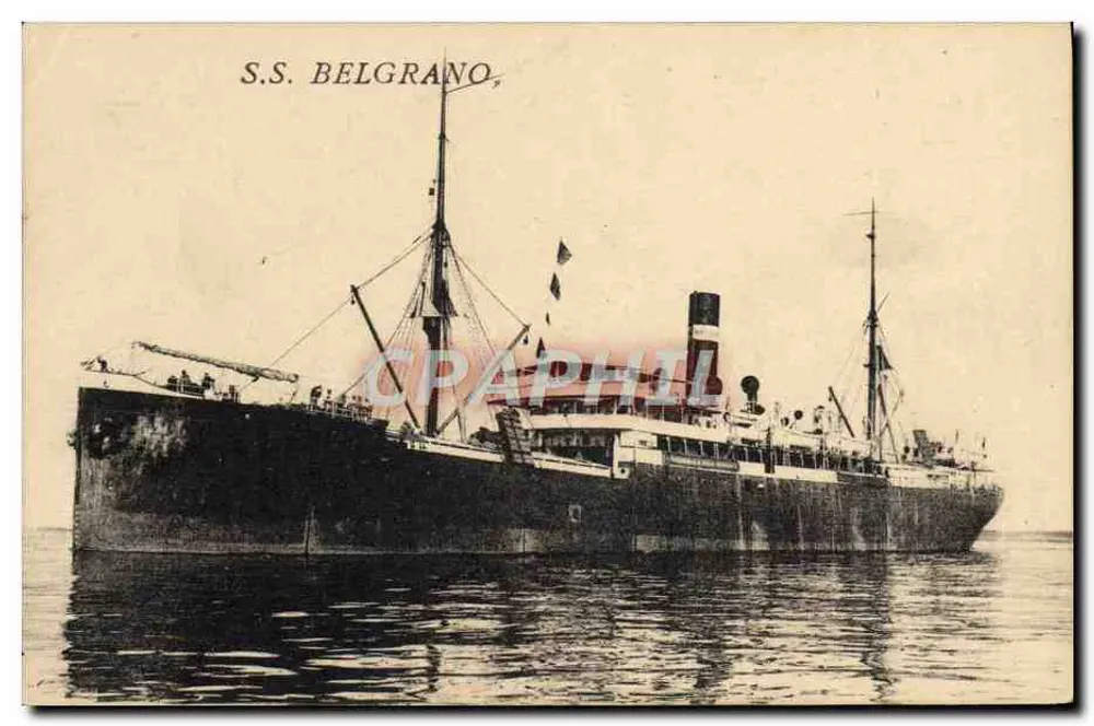 S.S. BELGRANO — Navio de linha — Editor: H. Grimald, Marselha - Frente