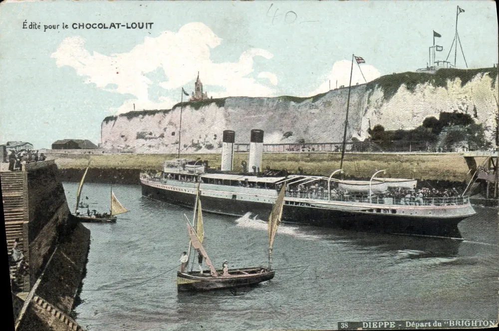 Dieppe — Abfahrt des 'Brighton' — Veröffentlicht für Chocolat-Louit - Vorderseite