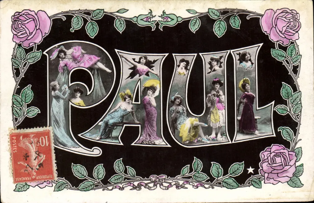 Paul — Dekorative Ansichtskarte mit Frauen in den Buchstaben — Verlag Marque-Étoile, Paris - Vorderseite