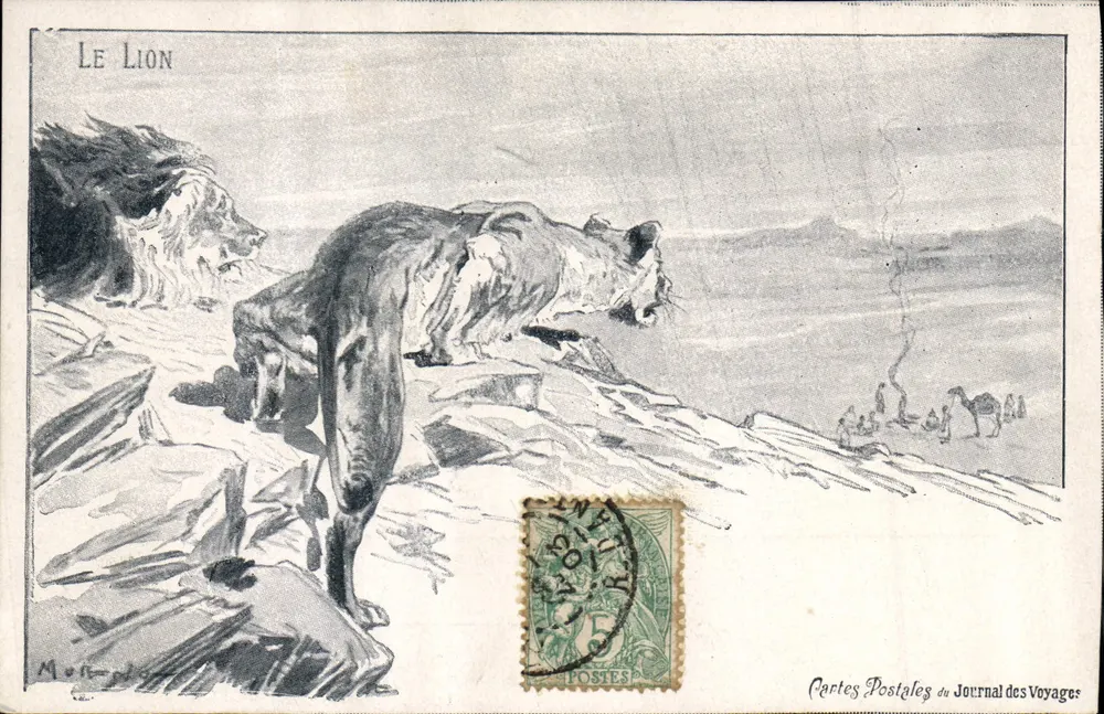 Le Lion — ilustracja zwierzęca — Cartes Postales du Journal des Voyages - Awers