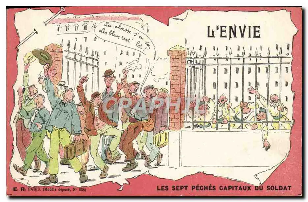 Die Neid — Die sieben Todsünden des Soldaten — E.R. Paris, Modell angemeldet, Nr. 638 - Vorderseite