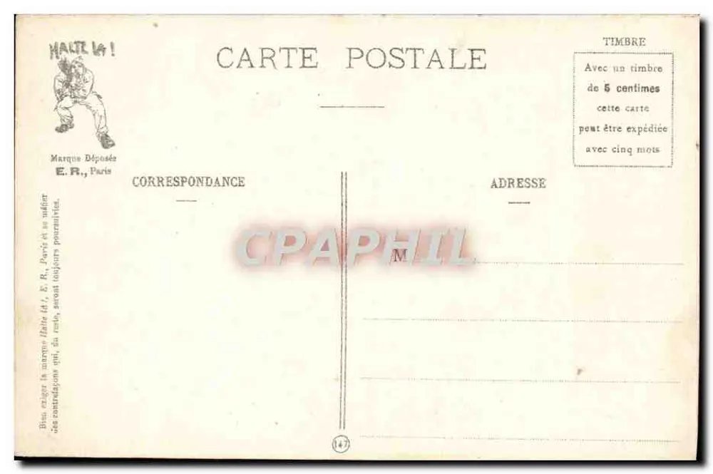 Gier — Die sieben Todsünden des Soldaten — E.R. Paris, eingetragenes Modell Nr. 638 - Rückseite
